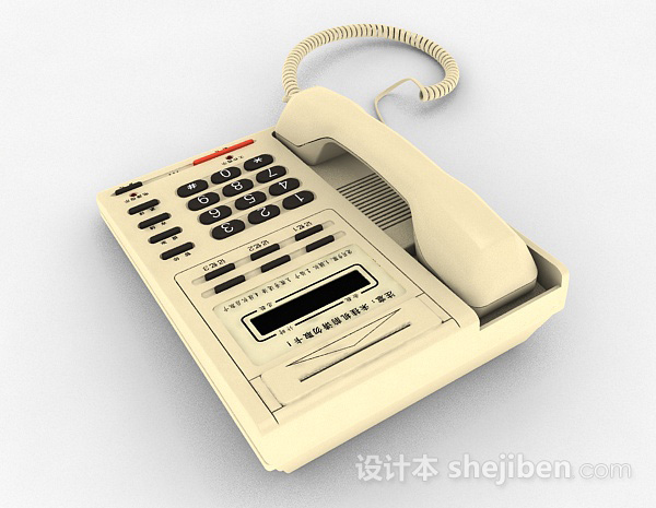 设计本黄色家庭电话机3d模型下载