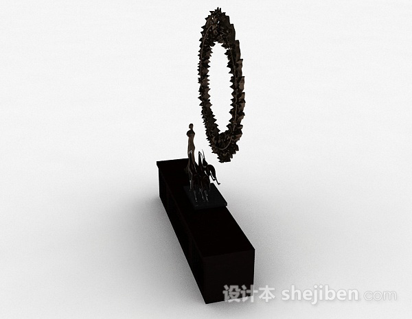 设计本欧式风格黑色雕花木质储物柜3d模型下载