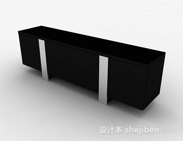 免费现代风格黑色时尚烤漆电视柜3d模型下载