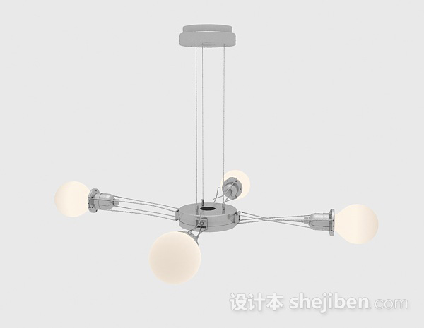 设计本现代时尚金属客厅吊灯3d模型下载