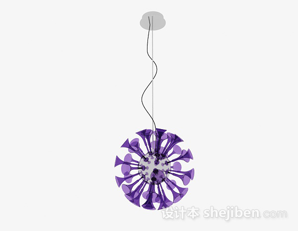 设计本现代风格紫色球形吊灯3d模型下载