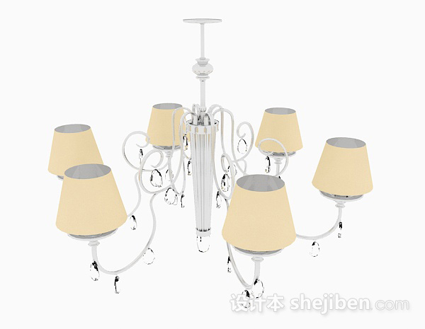 设计本欧式古典客厅吊灯3d模型下载