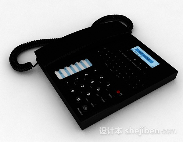 免费黑色电话机3d模型下载