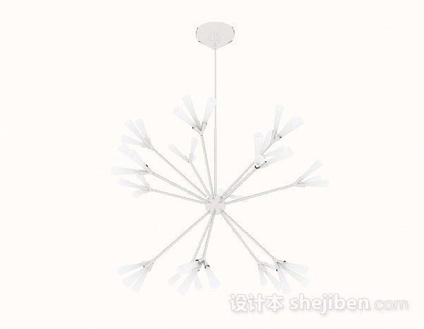 现代风格现代风格白色雪花状吊灯3d模型下载