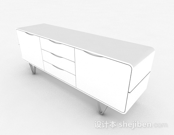 白色木质电视柜3d模型下载