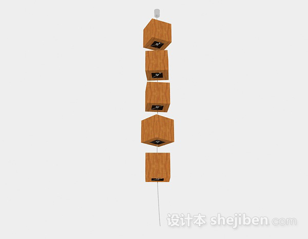 日式风格日式木质吊灯3d模型下载