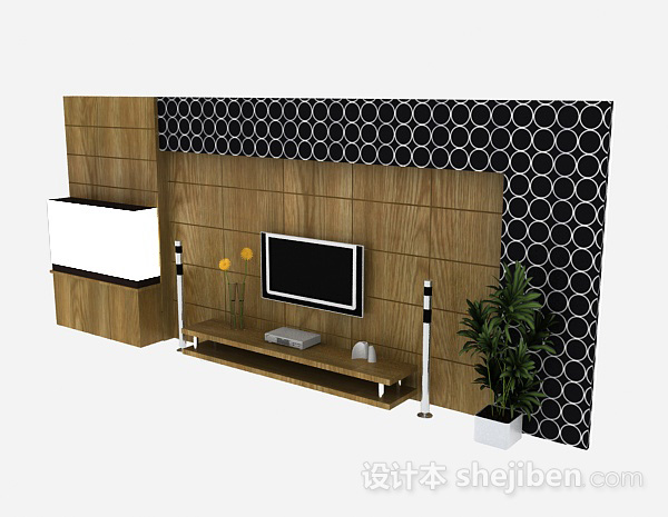 现代风格现代跟兴华造型电视背景墙3d模型下载