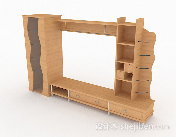 木质电视柜3d模型下载