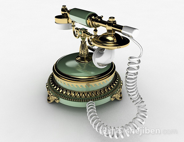 设计本绿色复古电话机3d模型下载