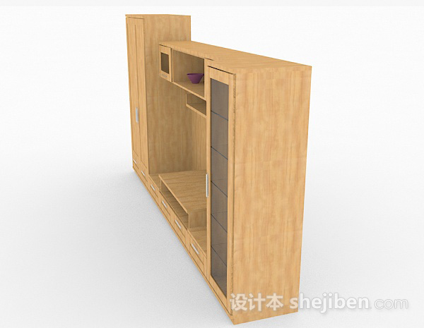 设计本木质黄色家居电视柜3d模型下载