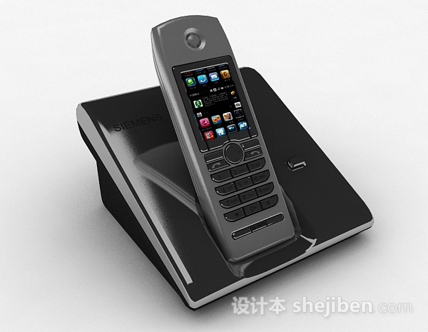 深灰色电话机3d模型下载
