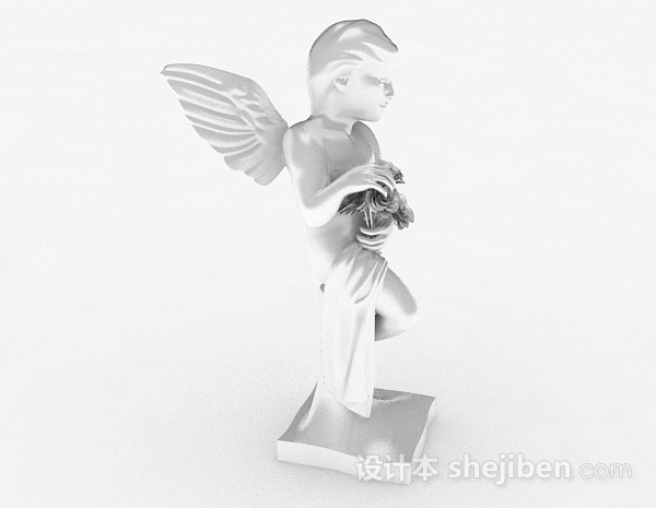 免费白色小天使摆设品3d模型下载