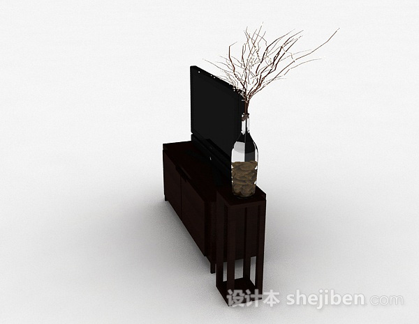 设计本现代风格棕色短款电视柜3d模型下载