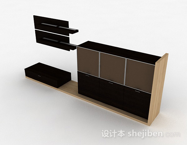 现代风格黑色家居柜子3d模型下载
