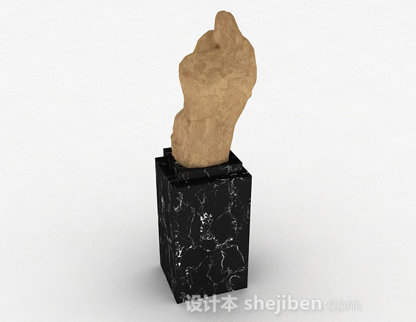 设计本现代风格石头雕刻品3d模型下载