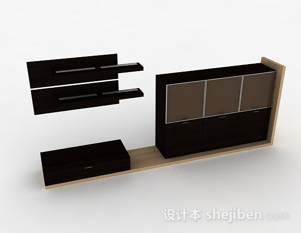 黑色家居柜子3d模型下载