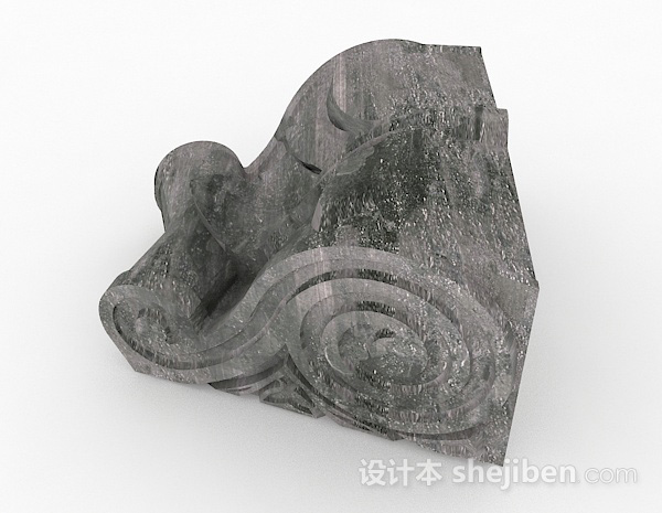 设计本中式风格石质雕塑品3d模型下载