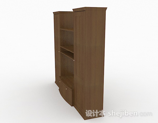 免费家居棕色木质电视柜3d模型下载