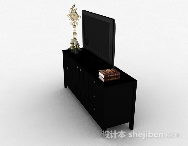 设计本现代风格黑色电视柜3d模型下载
