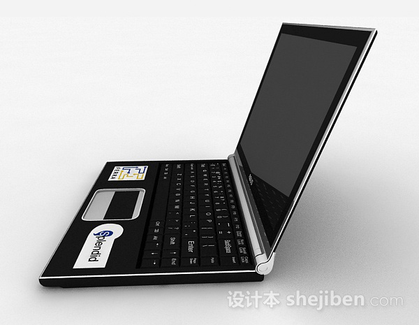 设计本黑色笔记本电脑3d模型下载