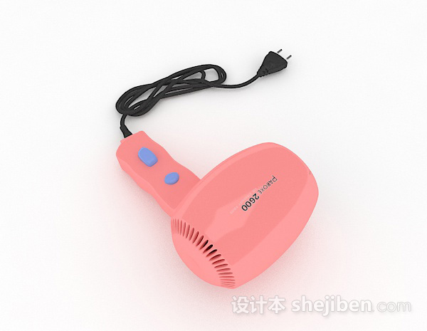 设计本现代风格粉色小巧电吹风3d模型下载