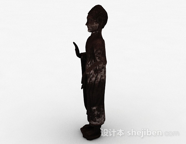免费东南亚风格石质佛教僧侣雕塑3d模型下载