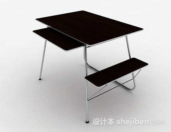 现代风格简约棕色书桌3d模型下载