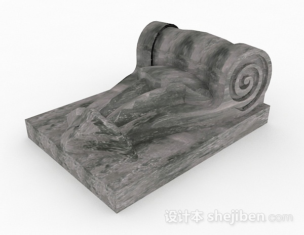 免费现代风格石质雕塑品3d模型下载