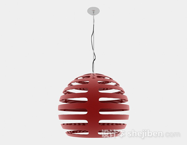 现代风格红色时尚球形吊灯3d模型下载
