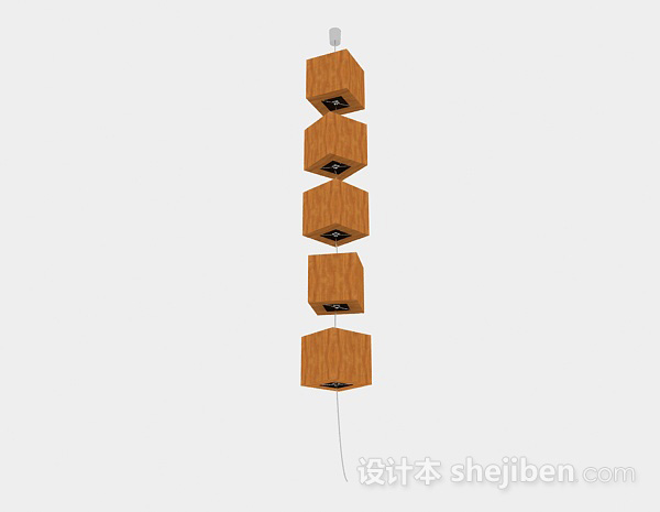 日式木质吊灯3d模型下载