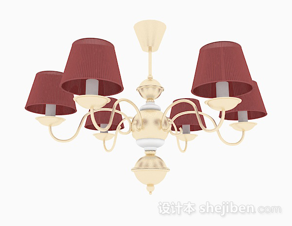 现代风格红色家居客厅吊灯3d模型下载