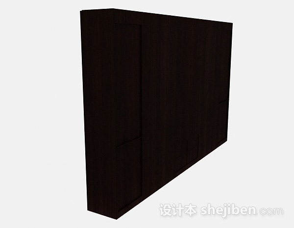 设计本欧式时尚黑色木质电视背景墙3d模型下载