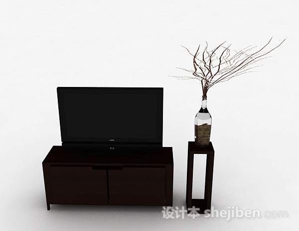 现代风格现代风格棕色短款电视柜3d模型下载