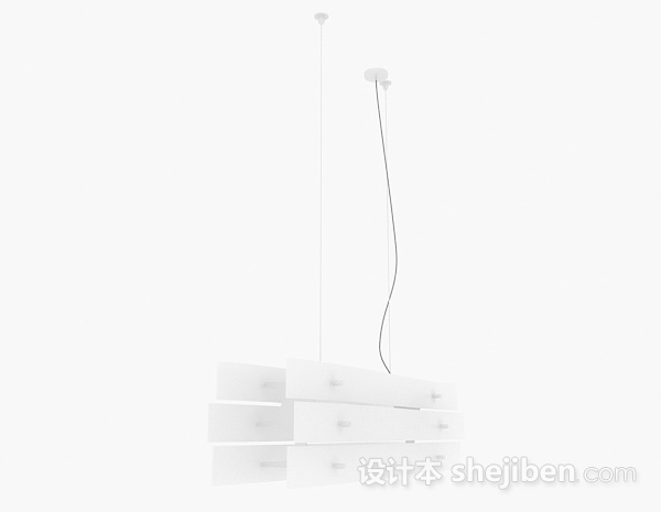 设计本时尚家居白色吊灯3d模型下载