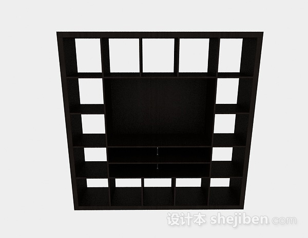 现代风格黑色木质电视柜3d模型下载