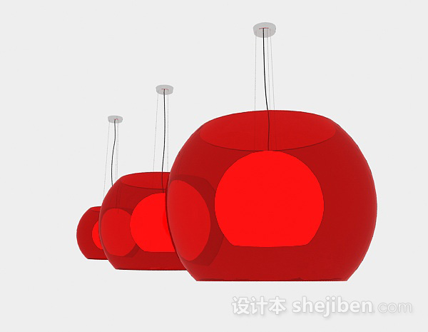 现代风格红色吊灯3d模型下载