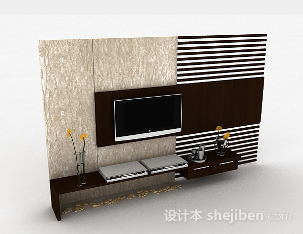 现代风格木质镂空电视柜3d模型下载