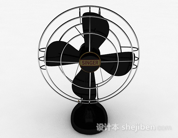 现代风格家庭黑色电风扇3d模型下载