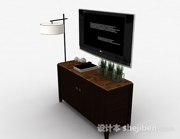 免费现代风格大理石台面电视柜3d模型下载
