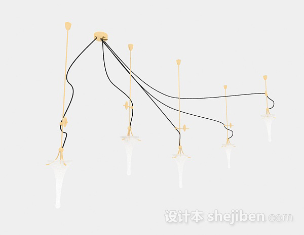 免费现代风格黑黄双色创意吊灯3d模型下载