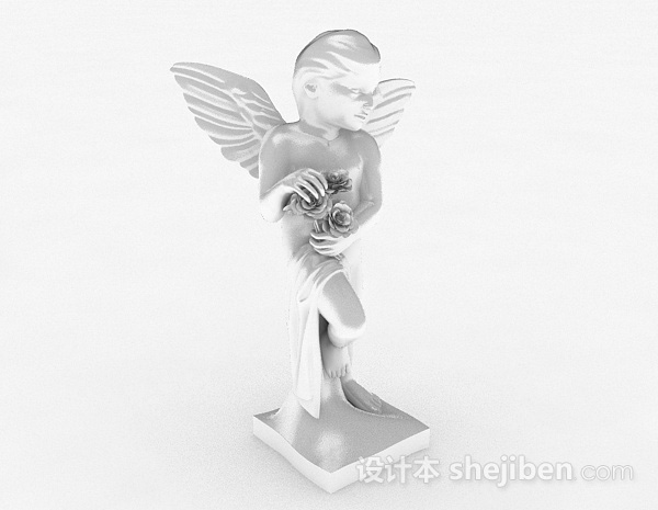 现代风格白色小天使摆设品3d模型下载