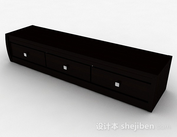 免费现代风格黑色木制电视柜3d模型下载