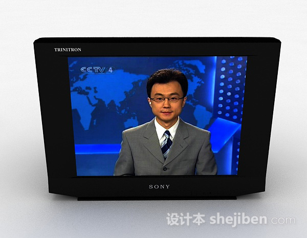 现代风格索尼黑色电视机3d模型下载