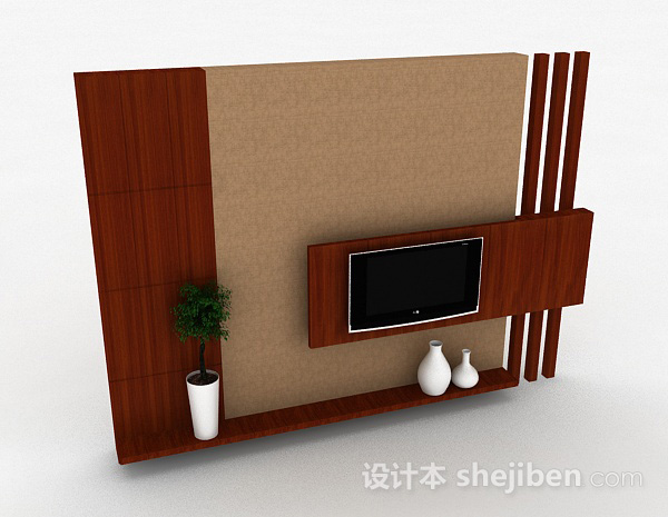 现代风格个性化木质电视柜3d模型下载