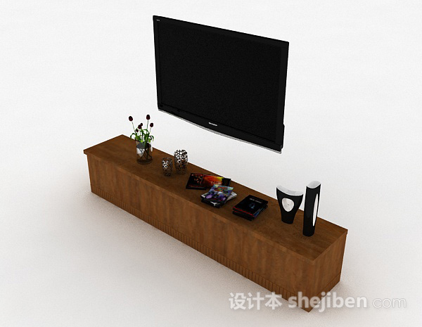 免费现代风格浅棕色电视储物柜3d模型下载