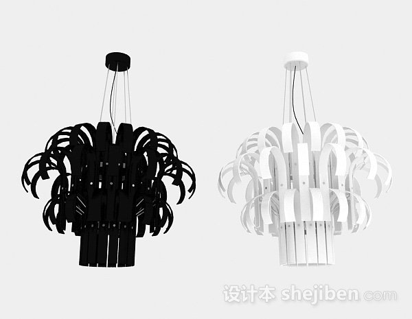 现代风格黑白个性吊灯3d模型下载