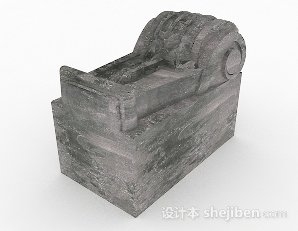 免费现代风格灰色石头雕塑品3d模型下载