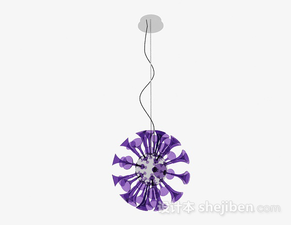 免费现代风格紫色球形吊灯3d模型下载