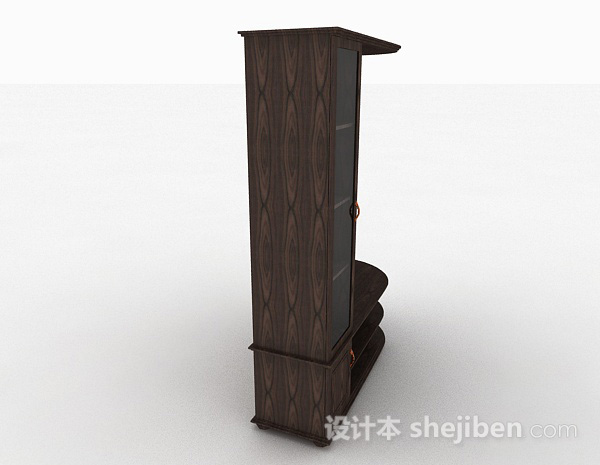 设计本深棕色木质电视柜3d模型下载