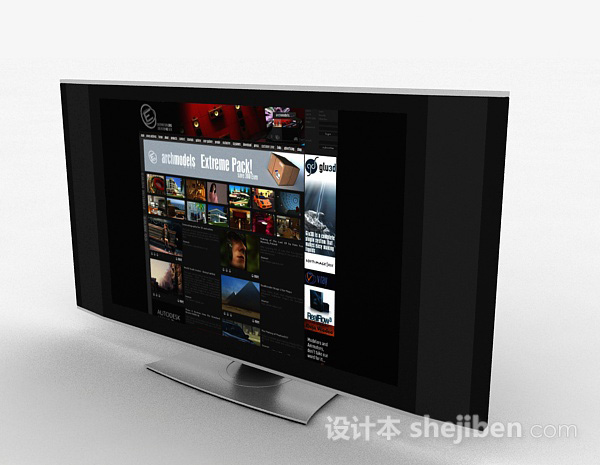 免费灰色家居电视机3d模型下载